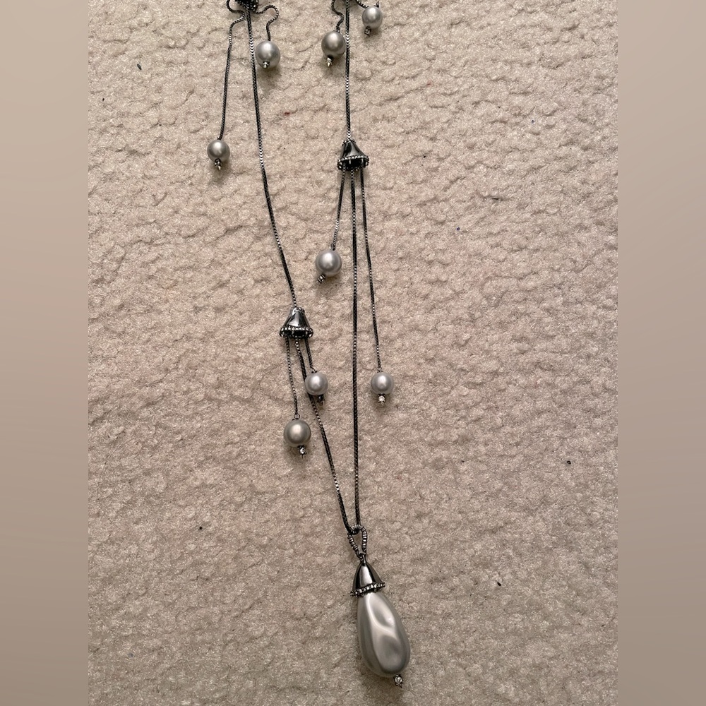 NWT Alexis Bittar Drop Station Pearl Necklace